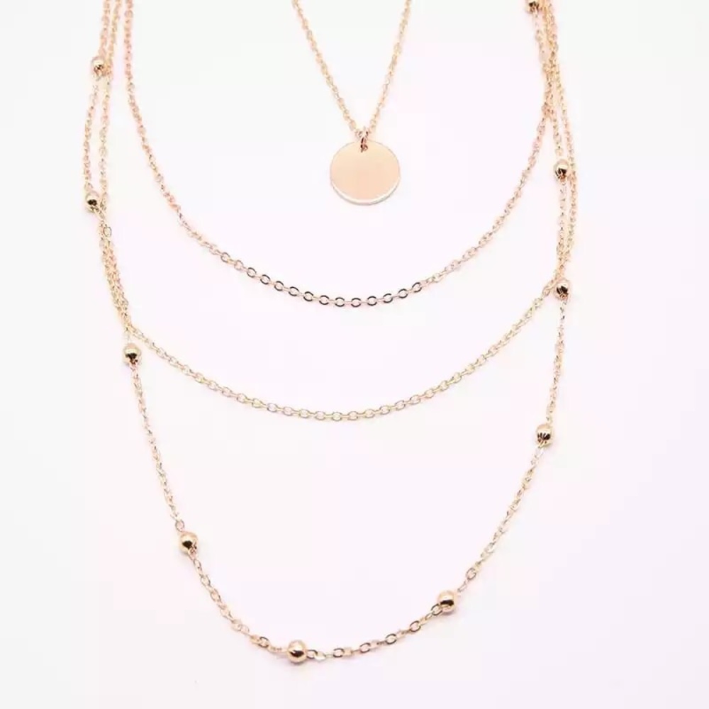 Trendy copper choker multiplayer necklace - Picture 2 of 2